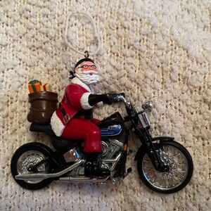 Santa on a Harley Holiday Christmas Tree Ornament